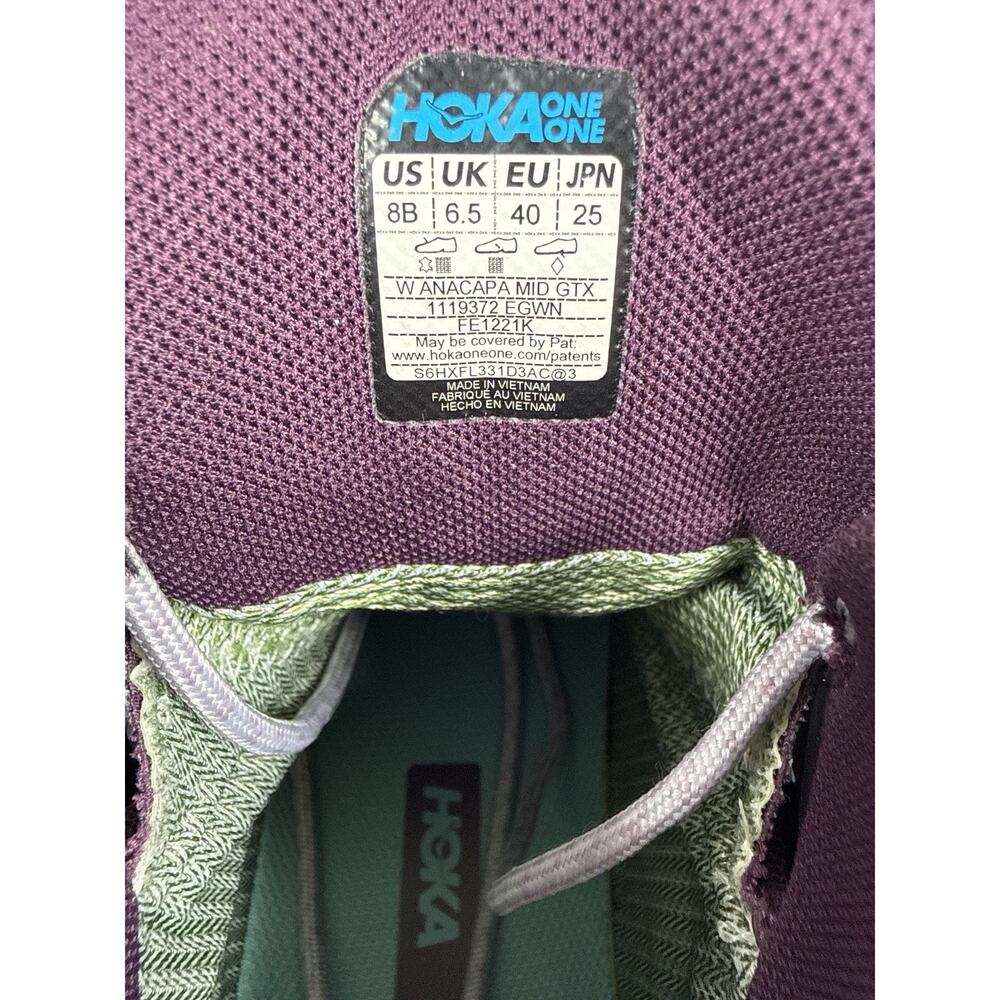 Hoka One Womens Purple Anacapa Mid GTX Gore-Tex Boots Size 8 B - Picture 8 of 9